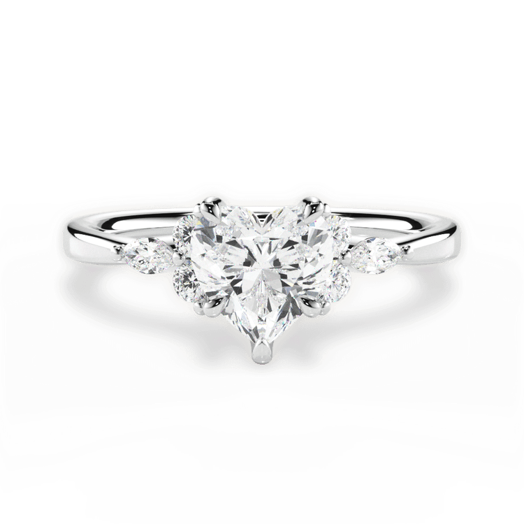 The Anastasia Heart Shaped Platinum Sidestone Diamond Engagement Ring