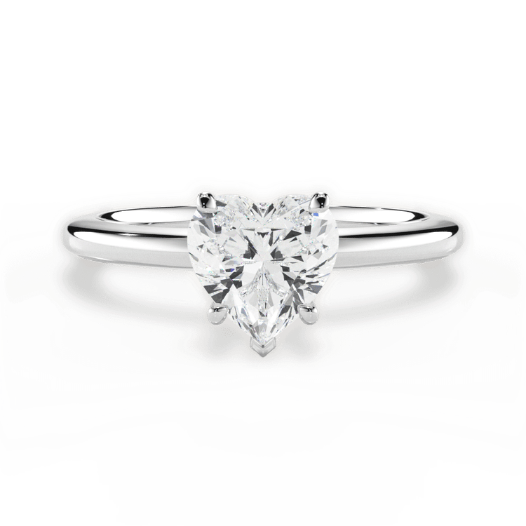 The Priya Heart Shaped Platinum Classic Solitaire Engagement Ring
