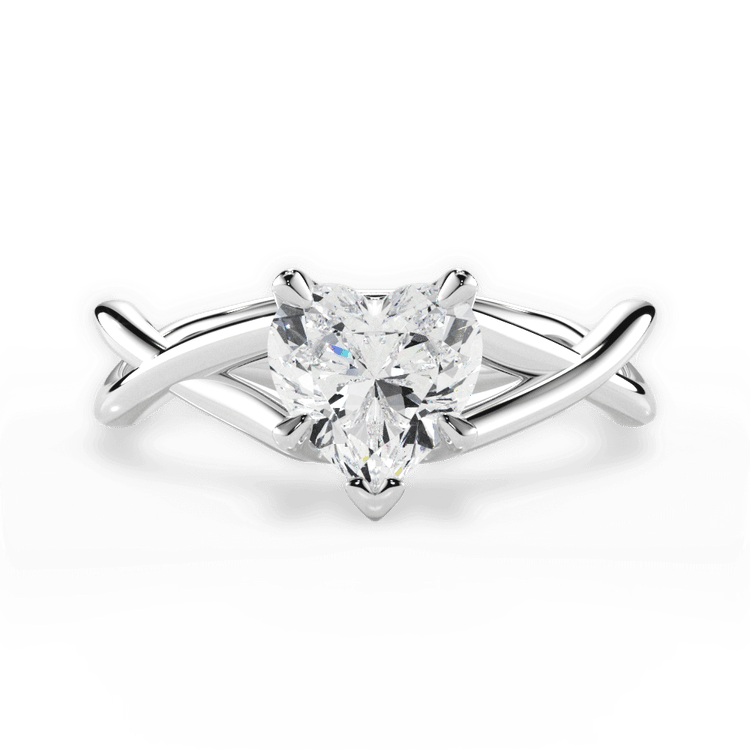The Carmella Heart Shaped Platinum Open-Twist Solitaire Engagement Ring