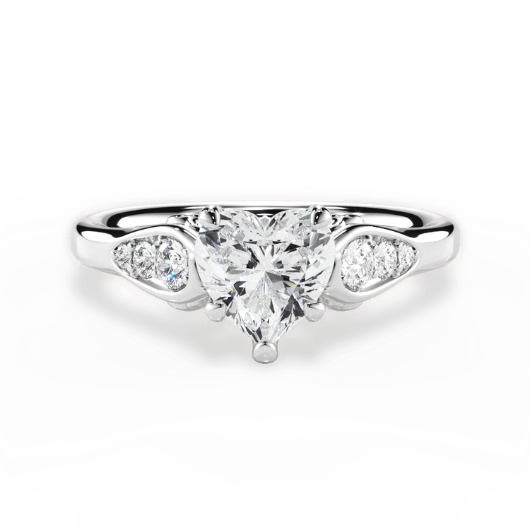 The Sloan Heart Shaped Platinum Graduating Diamond Sidestone Engagement Ring