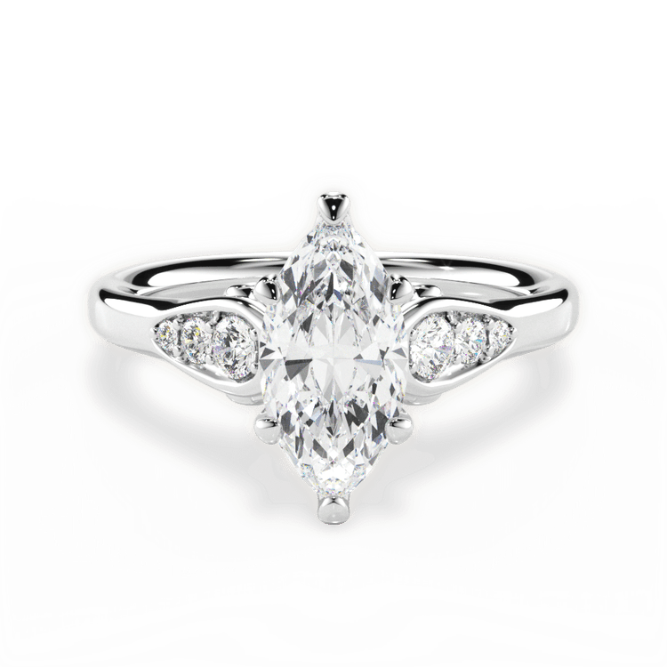 The Sloan Marquise Cut Platinum Graduating Diamond Sidestone Engagement Ring