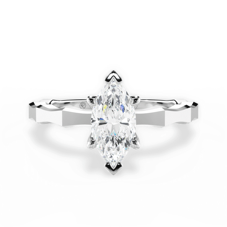 The Maddie Marquise Cut Platinum Octagon Solitaire Engagement Ring