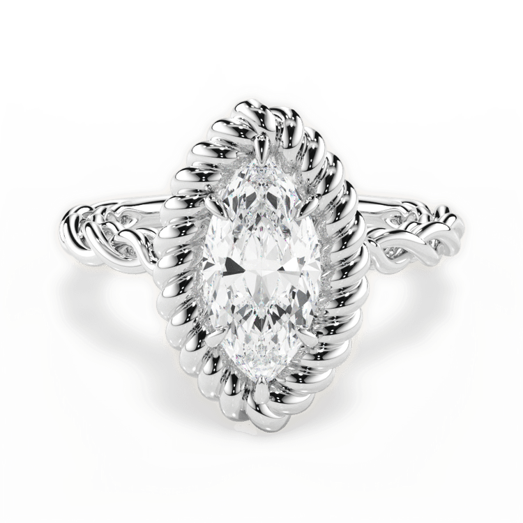 Round Cut Platinum Twisted Metal Halo Engagement Ring