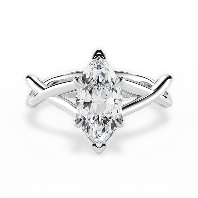 The Carmella Marquise Cut Platinum Open-Twist Solitaire Engagement Ring