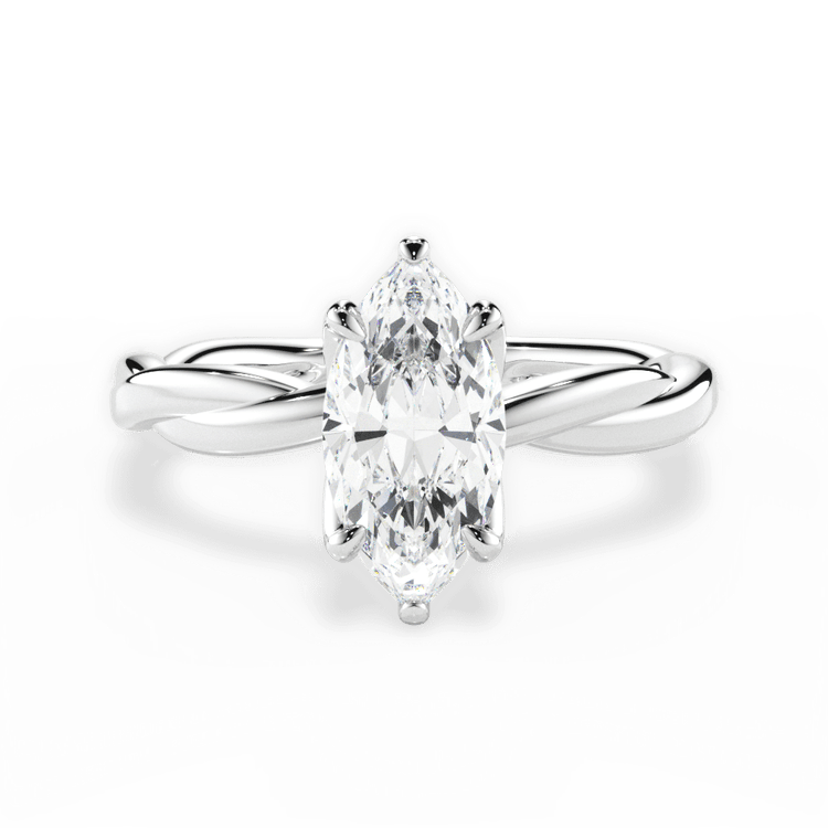 The Nina Marquise Cut 14kt White Gold Twisted Solitaire Engagement Ring