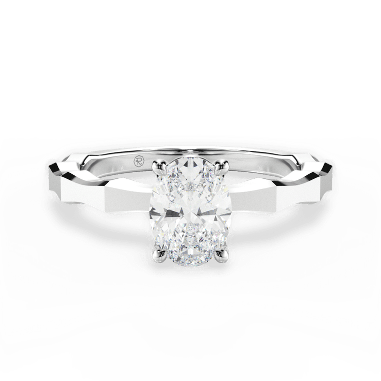 The Maddie Oval Cut Platinum Octagon Solitaire Engagement Ring