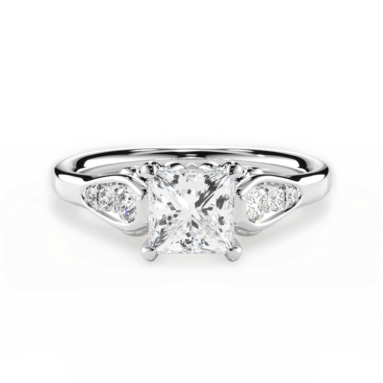 The Sloan Pear Shaped Platinum Graduating Diamond Sidestone Engagement Ring