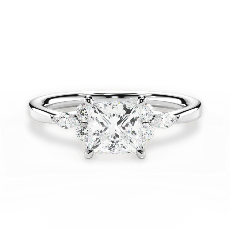 The Anastasia Pear Shaped Platinum Sidestone Diamond Engagement Ring
