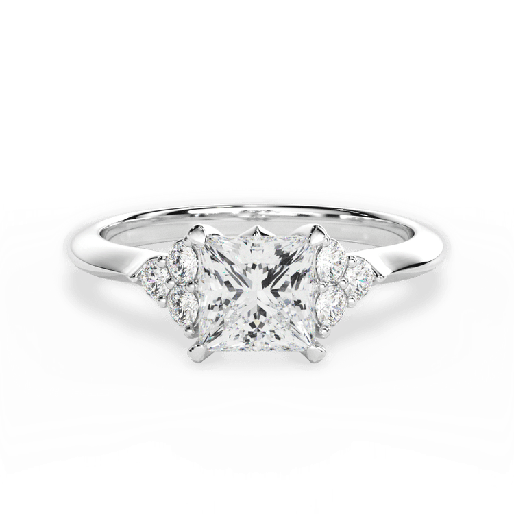 The Dalia Pear Shaped Platinum Cluster Sidestone Diamond Engagement Ring