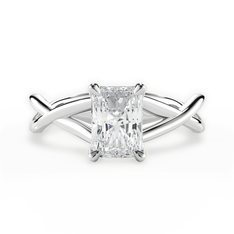 The Carmella Radiant Cut Platinum Open-Twist Solitaire Engagement Ring