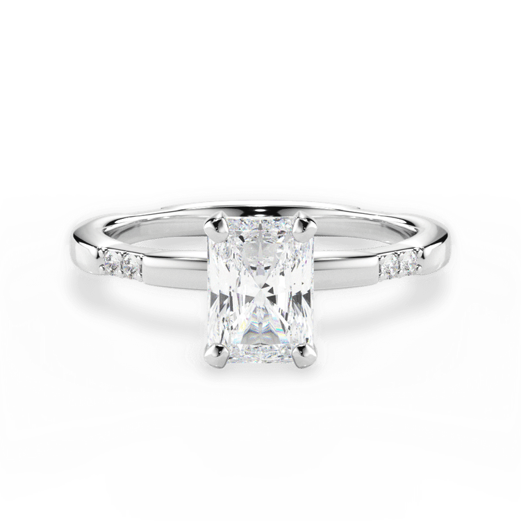 The Genesis Radiant Cut Platinum Tapered Diamond Engagement Ring