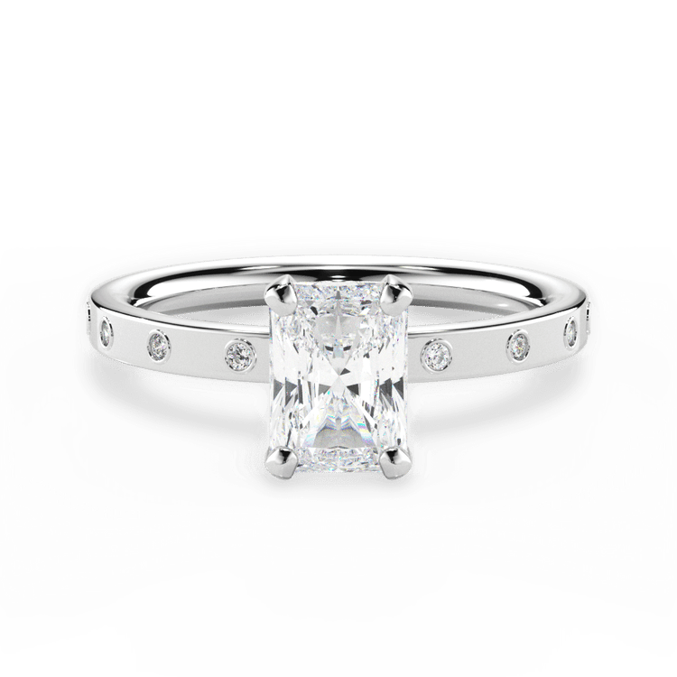 The Annia Radiant Cut Platinum Diamond Band Engagement Ring
