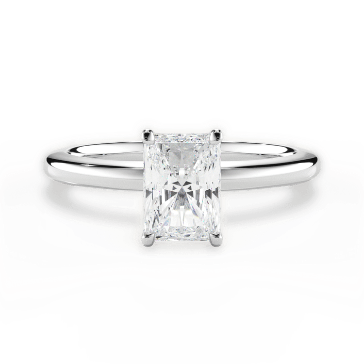The Priya Radiant Cut Platinum Classic Solitaire Engagement Ring