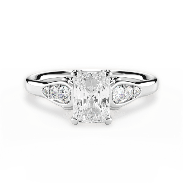 The Sloan Radiant Cut Platinum Graduating Diamond Sidestone Engagement Ring