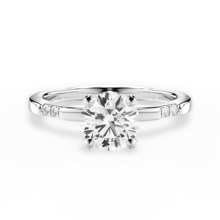 The Genesis Round Cut Platinum Tapered Diamond Engagement Ring