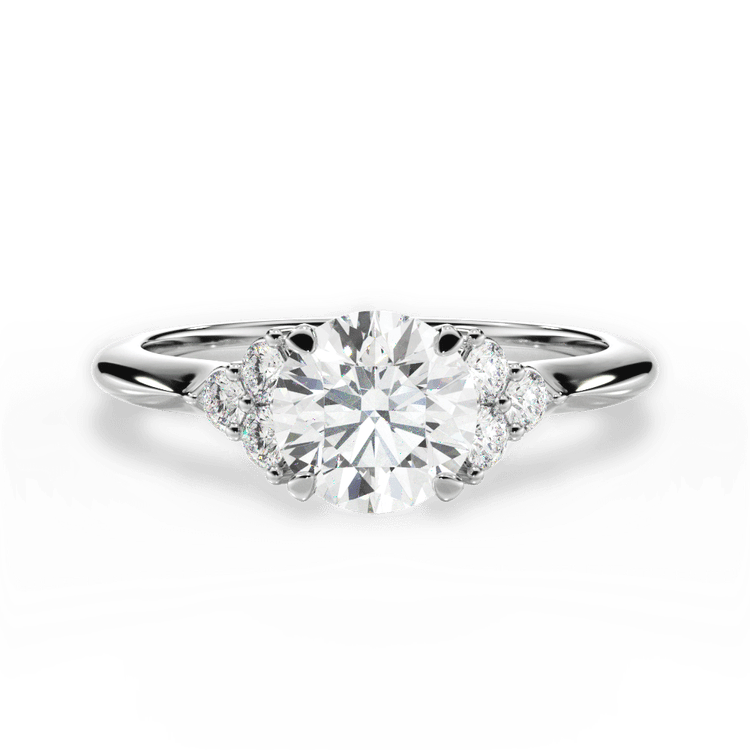 The Dalia Round Cut Platinum Cluster Sidestone Diamond Engagement Ring