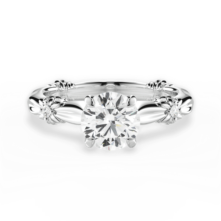 The Edith Round Cut Platinum Ribbon Engagement Ring