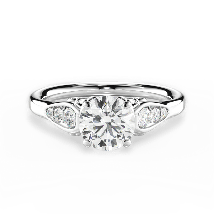 The Sloan Round Cut Platinum Graduating Diamond Sidestone Engagement Ring