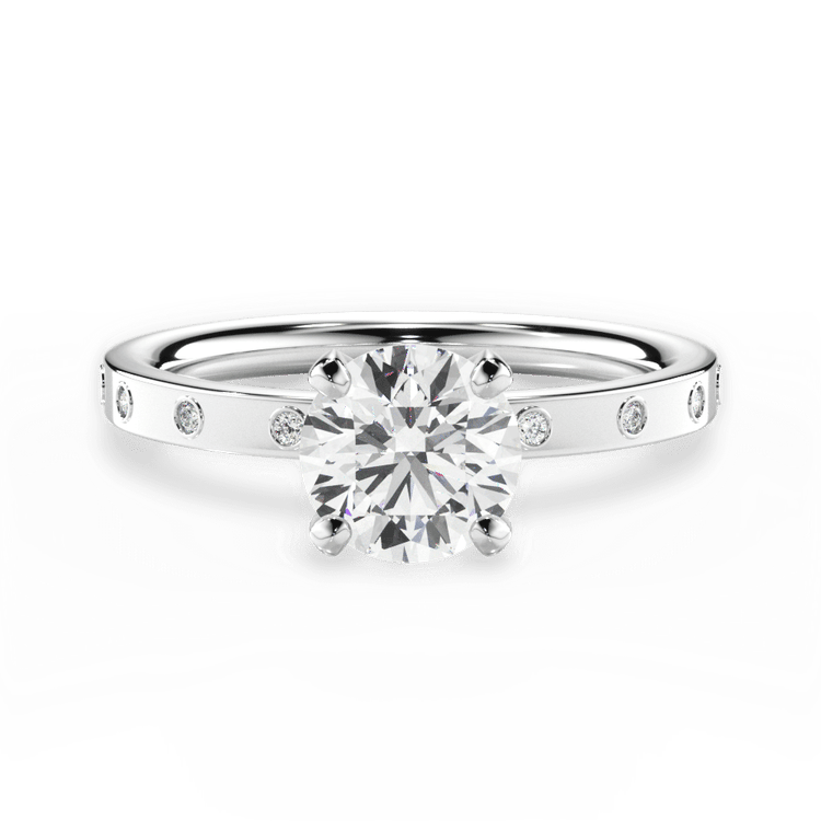 The Annia Round Cut Platinum Diamond Band Engagement Ring