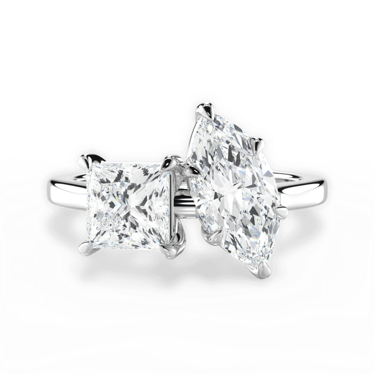 14kt White Gold Toi et Moi Personalized Princess Lab Diamond Engagement Ring