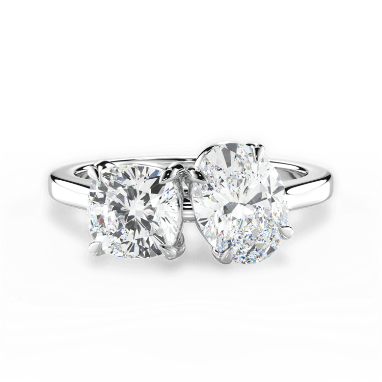 Platinum Toi et Moi Personalized Cushion Lab Diamond Engagement Ring