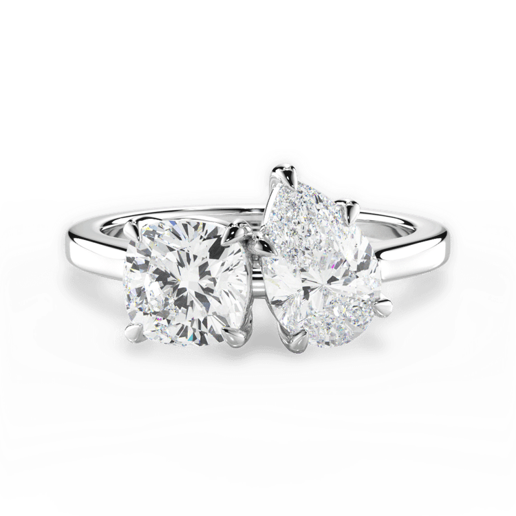 Platinum Toi et Moi Personalized Cushion Lab Diamond Engagement Ring