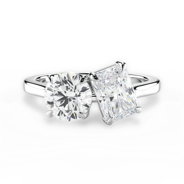 Toi et Moi Personalized Round Lab Diamond Engagement Ring / 1.60 Carat Radiant Diamond