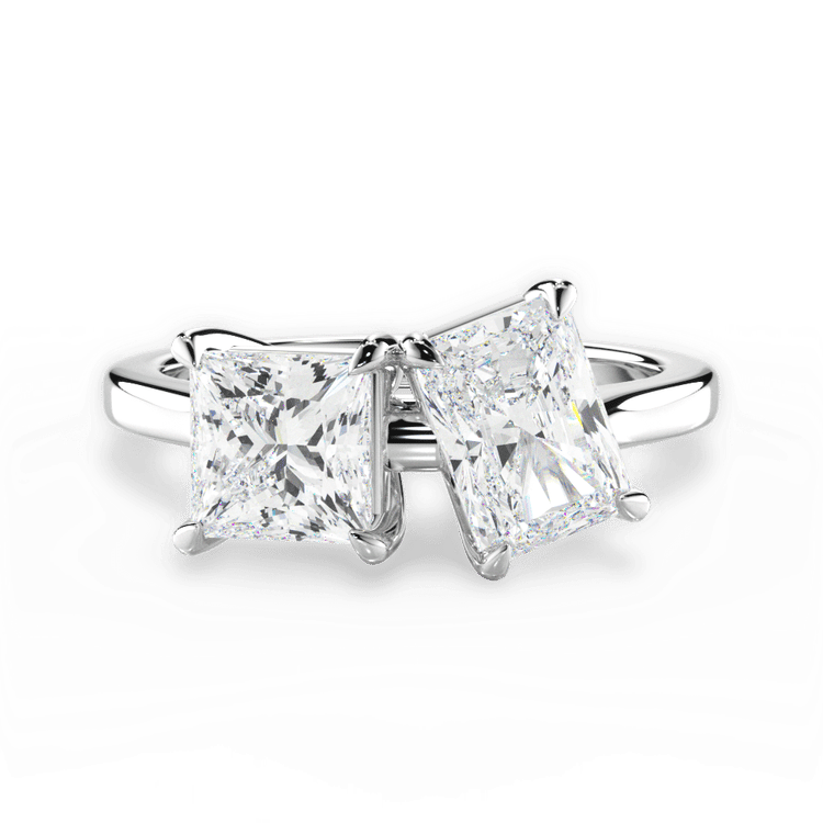 14kt White Gold Toi et Moi Personalized Princess Lab Diamond Engagement Ring