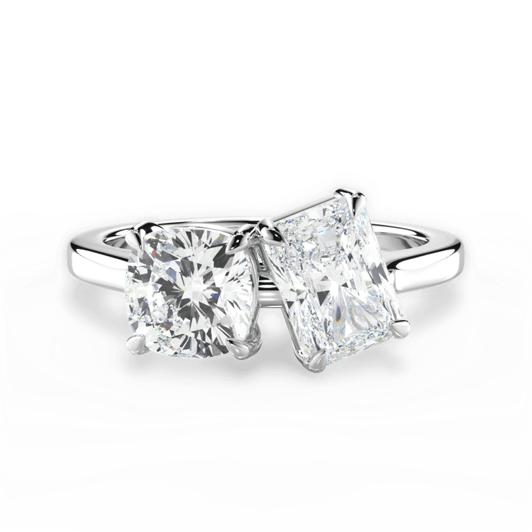 Platinum Toi et Moi Personalized Cushion Lab Diamond Engagement Ring