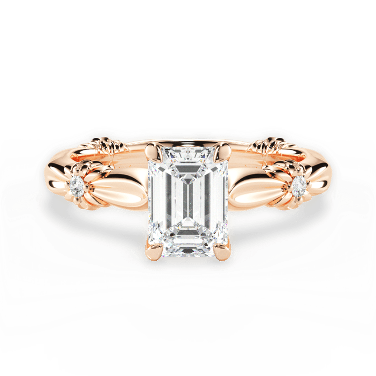 The Edith Emerald Cut 18kt Rose Gold Ribbon Engagement Ring