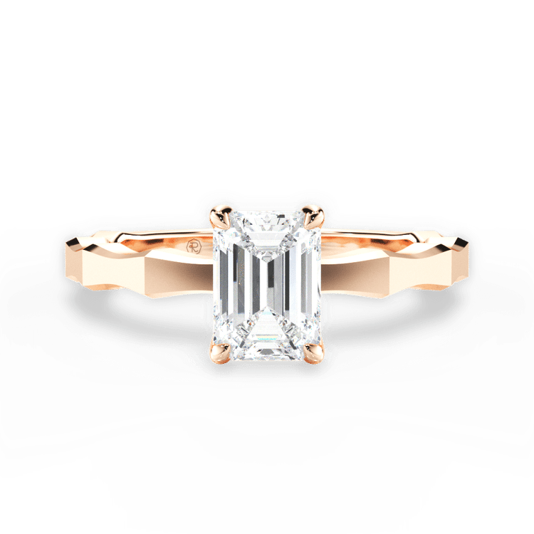 The Maddie Emerald Cut 18kt Rose Gold Octagon Solitaire Engagement Ring