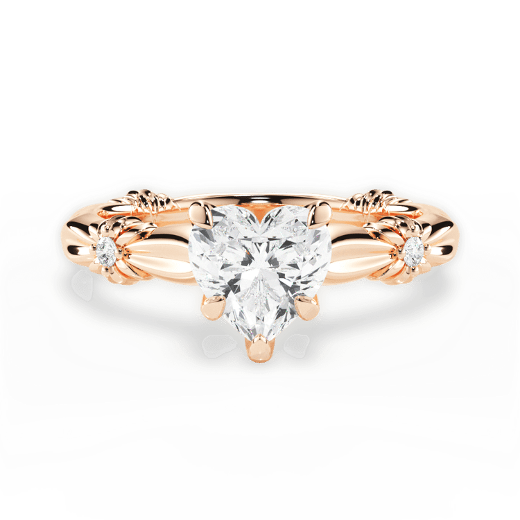 The Edith Heart Shaped 18kt Rose Gold Ribbon Engagement Ring