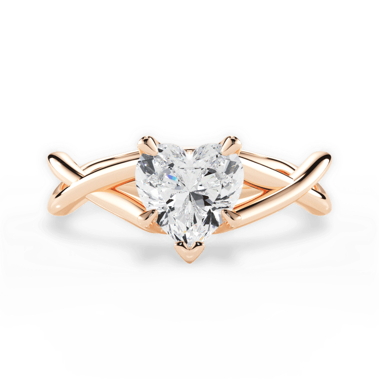 The Carmella Heart Shaped 18kt Rose Gold Open-Twist Solitaire Engagement Ring