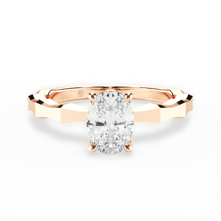The Maddie Oval Cut 18kt Rose Gold Octagon Solitaire Engagement Ring