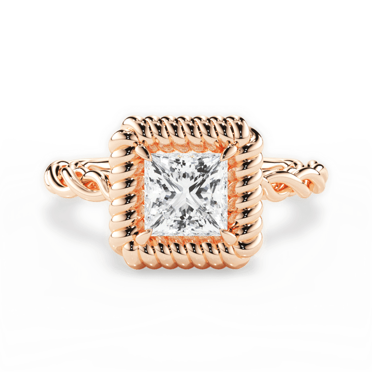 Pear Shaped 18kt Rose Gold Twisted Metal Halo Engagement Ring