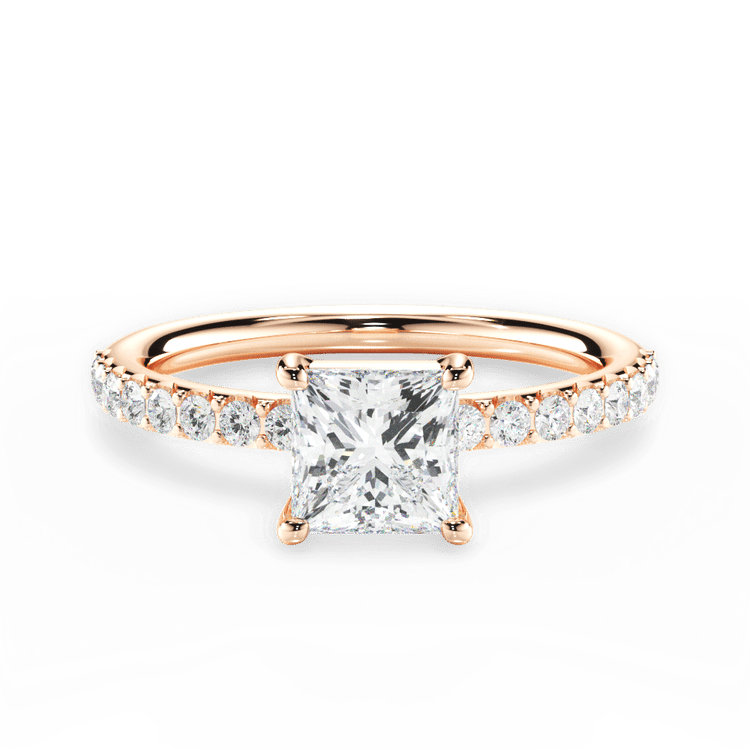 The Gaia Pear Shaped 18kt Rose Gold French-Set Diamond Band Engagement Ring