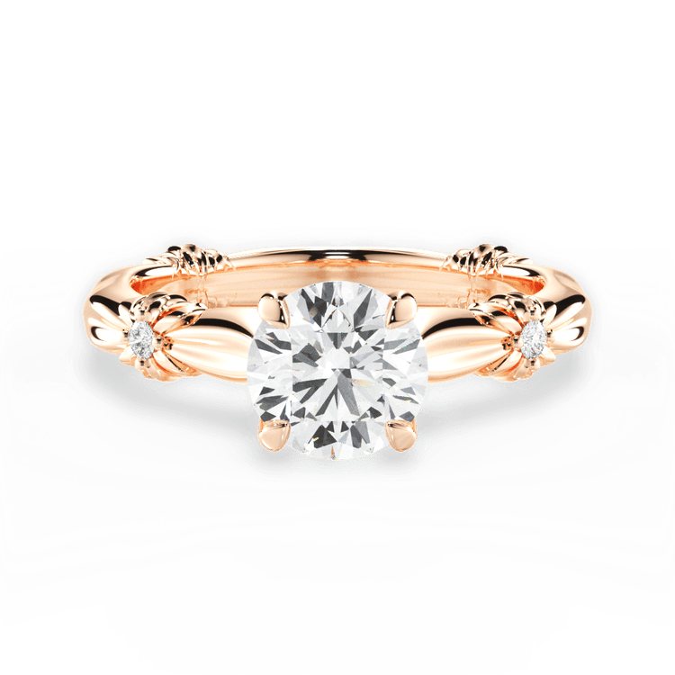 The Edith Round Cut 18kt Rose Gold Ribbon Engagement Ring