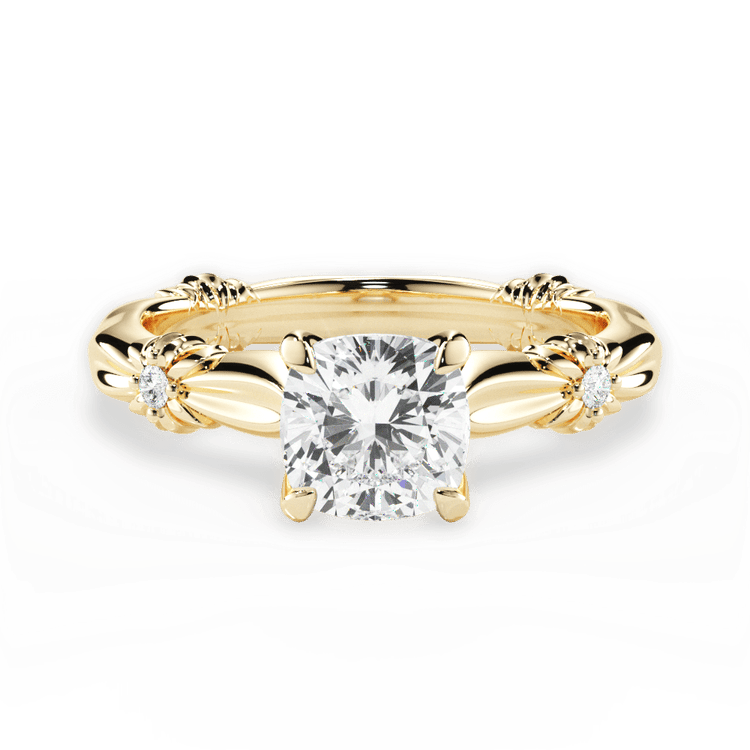 The Edith Cushion Cut 18kt Yellow Gold Ribbon Engagement Ring