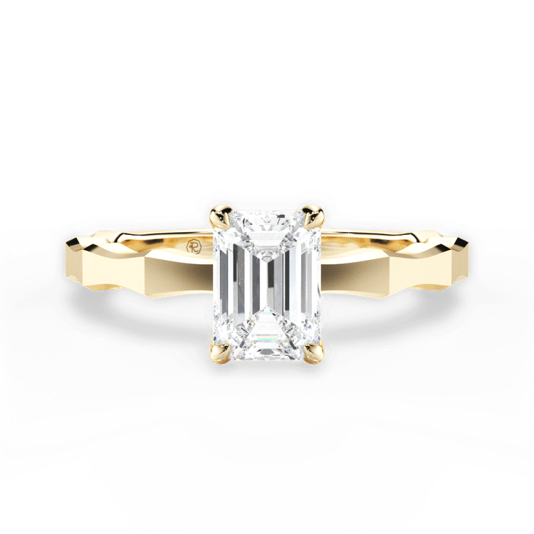 The Maddie Emerald Cut 18kt Yellow Gold Octagon Solitaire Engagement Ring