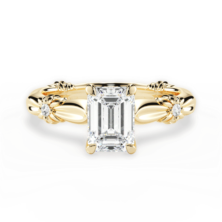 The Edith Emerald Cut 18kt Yellow Gold Ribbon Engagement Ring