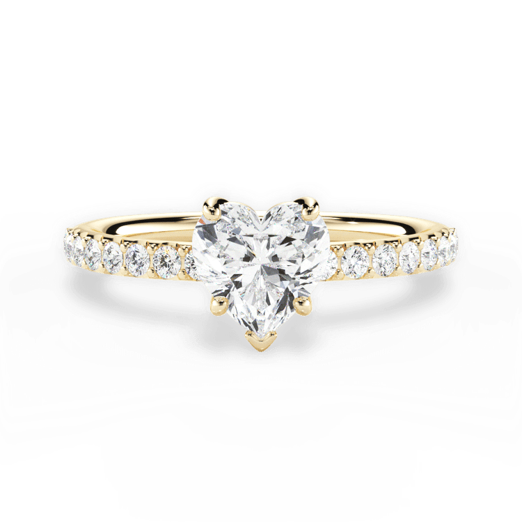 The Gaia Heart Shaped 18kt Yellow Gold French-Set Diamond Band Engagement Ring