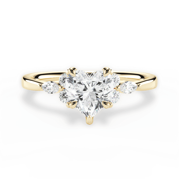 The Anastasia Heart Shaped 18kt Yellow Gold Sidestone Diamond Engagement Ring