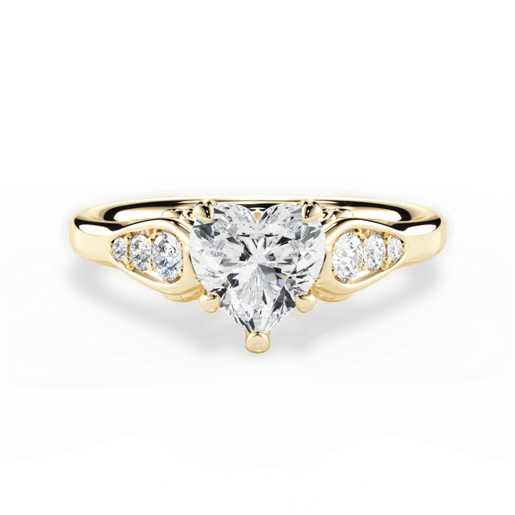 The Sloan Heart Shaped 18kt Yellow Gold Graduating Diamond Sidestone Engagement Ring