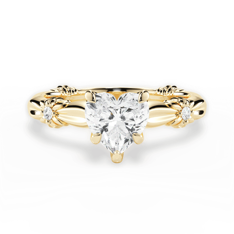 The Edith Heart Shaped 18kt Yellow Gold Ribbon Engagement Ring