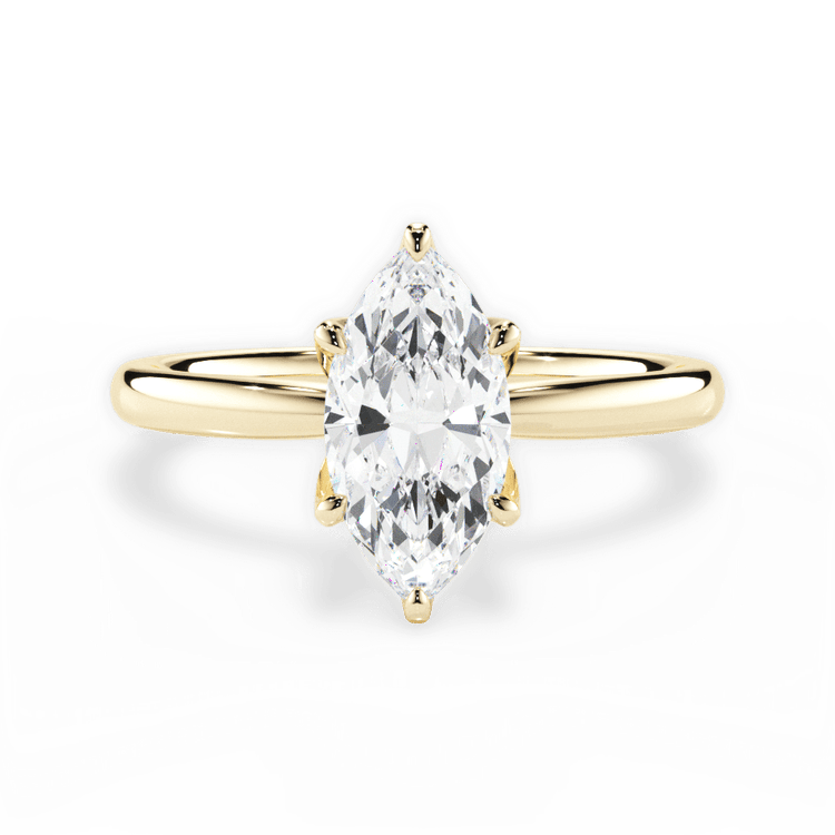 The Nivea Marquise Cut 18kt Yellow Gold Petal Solitaire Engagement Ring