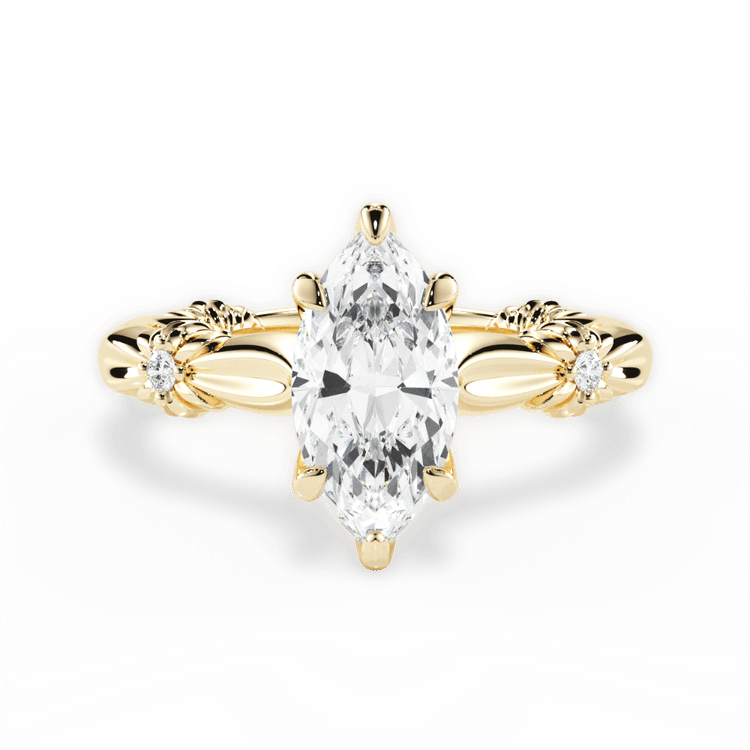 The Edith Marquise Cut 18kt Yellow Gold Ribbon Engagement Ring