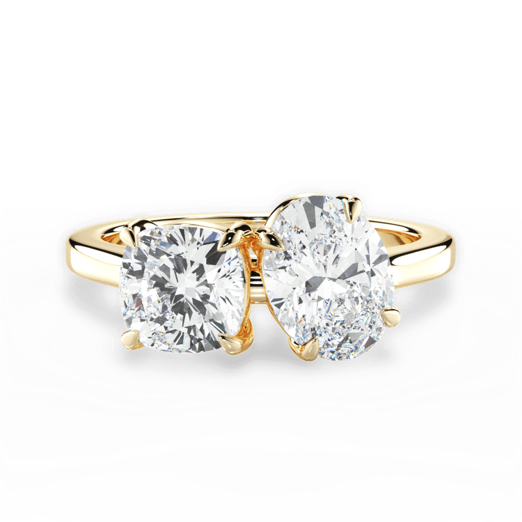 Toi et Moi Personalized Cushion Diamond Engagement Ring / 0.30 Carat Oval Diamond