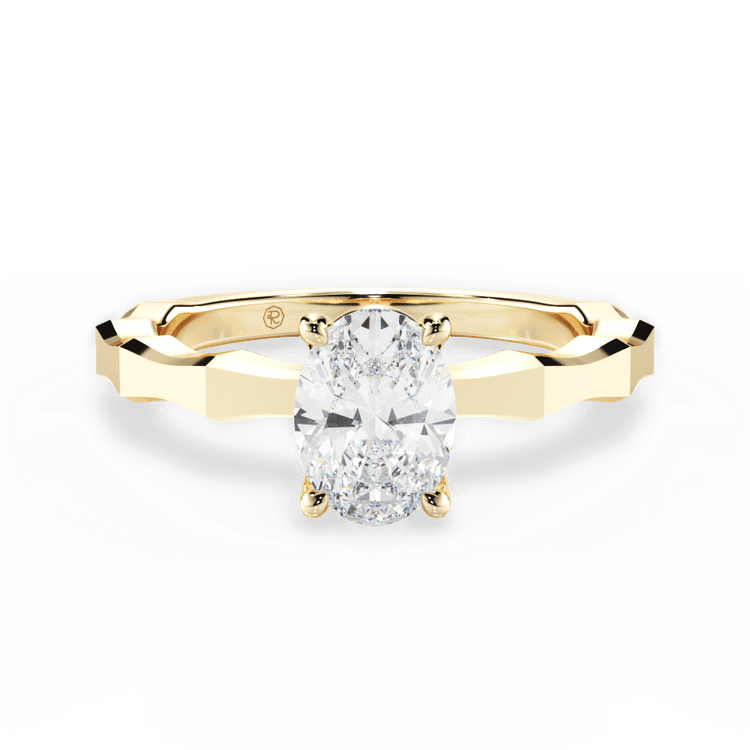 The Maddie Oval Cut 18kt Yellow Gold Octagon Solitaire Engagement Ring