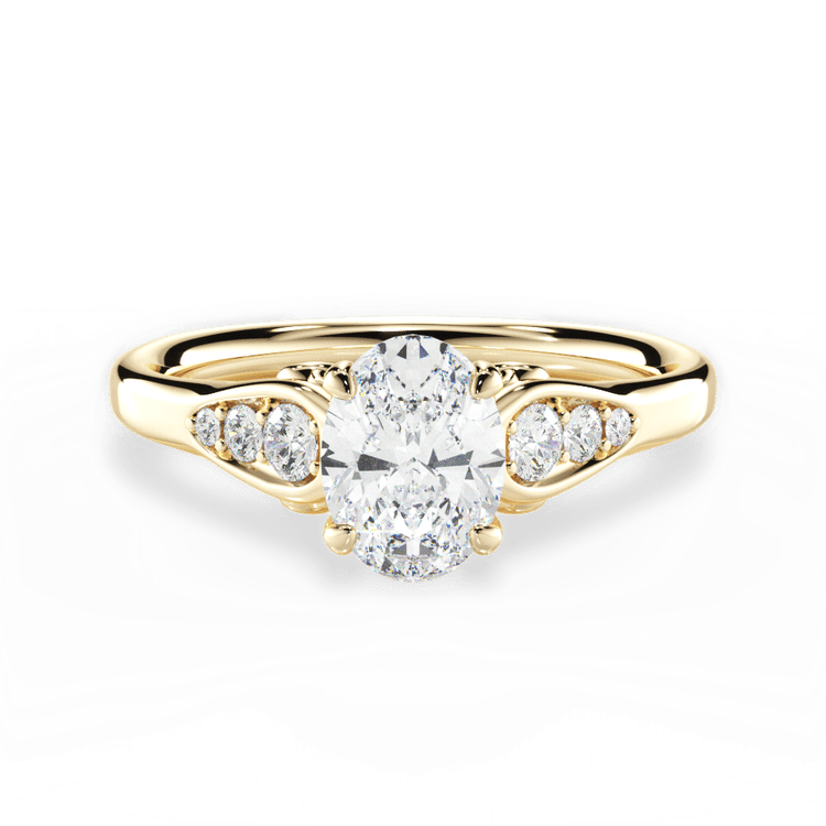 The Sloan Oval Cut 18kt Yellow Gold Graduating Diamond Sidestone Engagement Ring