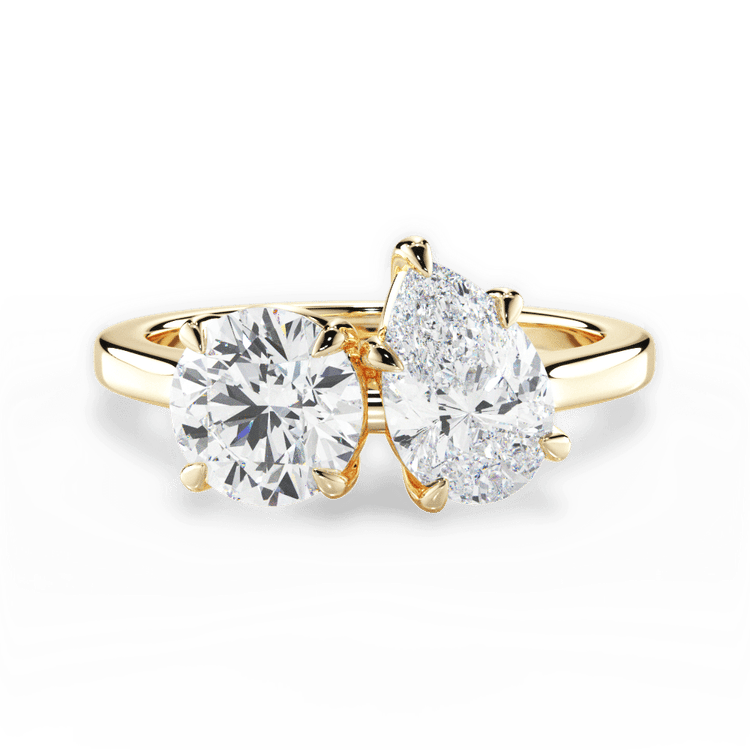 18kt Yellow Gold Toi et Moi Personalized Round Lab Diamond Engagement Ring